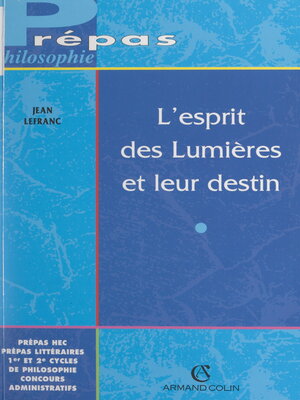 cover image of L'esprit des Lumières et leur destin